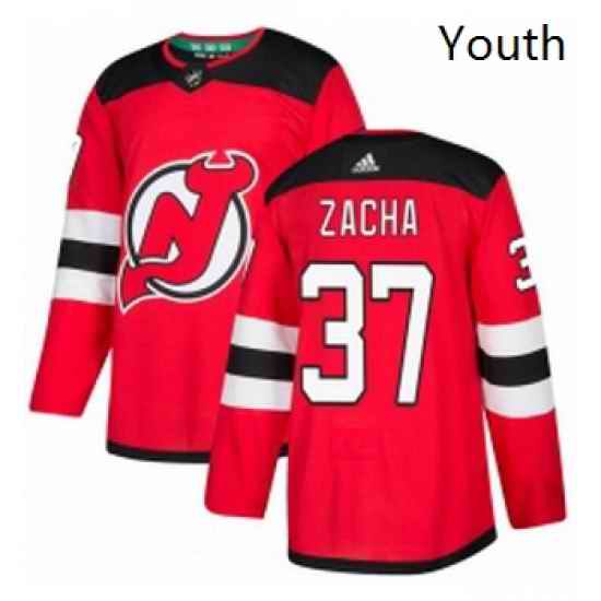 Youth Adidas New Jersey Devils 37 Pavel Zacha Authentic Red Home NHL Jersey